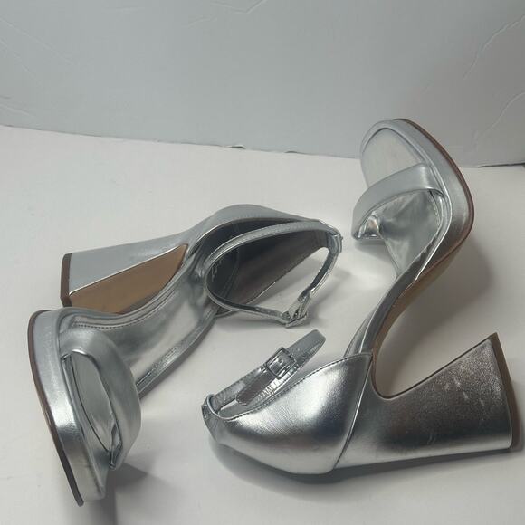 CIRCUS NY SAME EDELMAN “HOLMES” SILVER METALLIC ANKLE STRAP SANDAL 12 M NWT - Picture 13 of 16